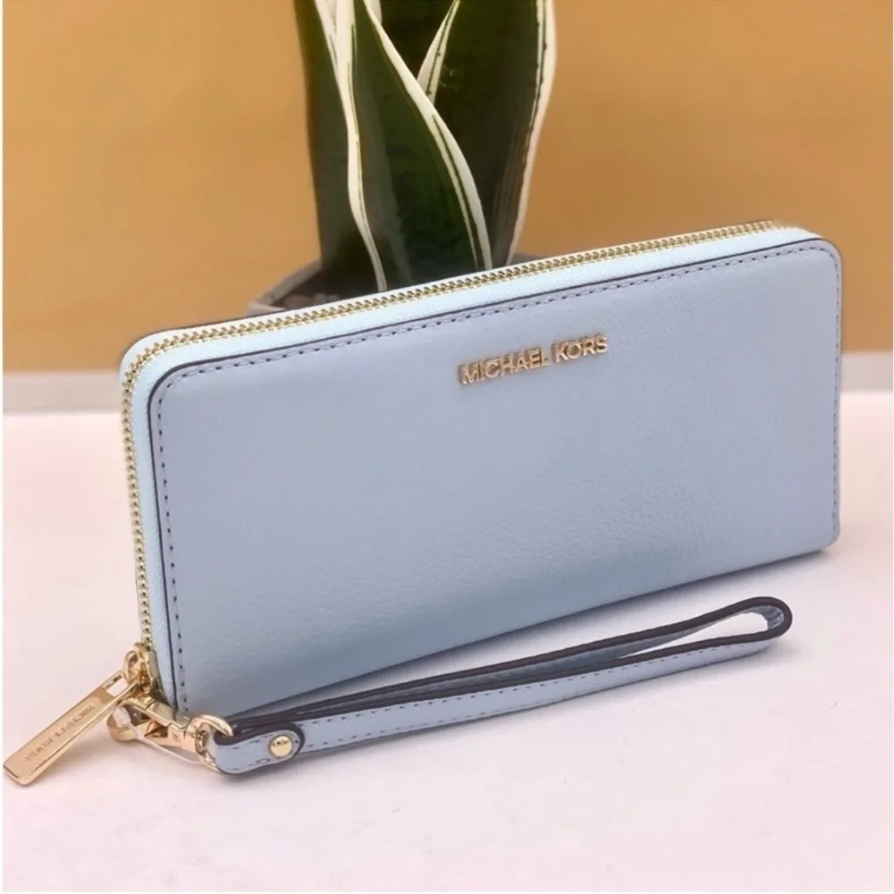 Michael Kors Large Continental Wallet Wristlet Vista Blue